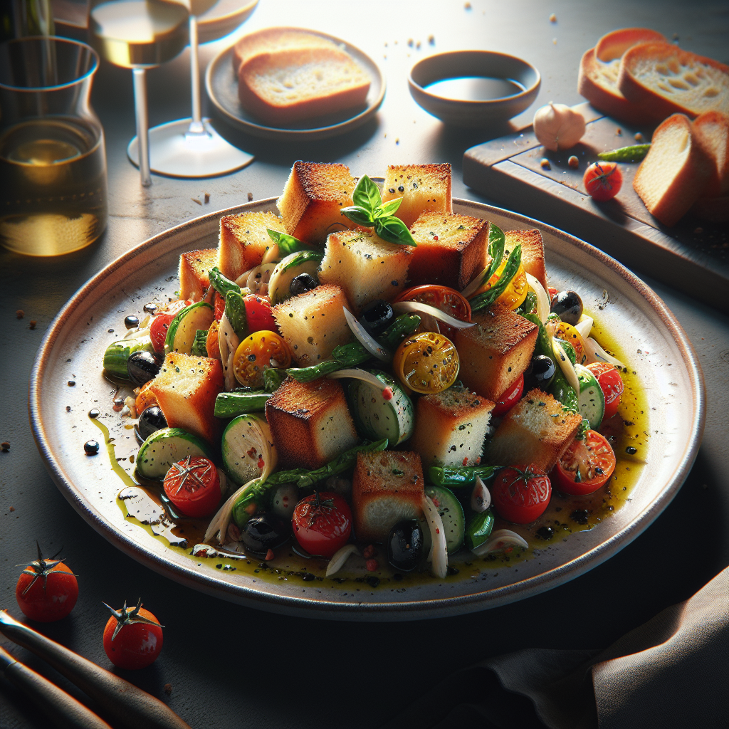 Classic Tuscan Panzanella with Vine-Ripened Tomatoes & Basil